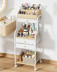 SWTYMIKI Rolling Makeup Organizer Cart - Floor Skincare Storage with Non-woven Drawers, Vanity Organizer Cosmetic Display Cases with Wheels, Cabinet for Skin Care Perfume Nail Polish Brush Hair Tool