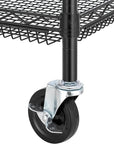 Finnhomy 4 Tier Heavy Duty Commercial Grade Rolling Cart with Handle Bar, Metal Wire Utility Cart with Wheels, Shelf Size 18" D x 30" W, NSF Listed, Black