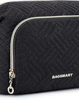 BAGSMART Travel Makeup Bag, Cosmetic Bag Make Up Organizer Case,Large Wide-open Pouch for Women Purse for Toiletries Accessories Brushes