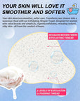 3D Wave Weave Japanese Exfoliating Washcloth, Long Exfoliating Back Scrubber for Shower, Gentle Body Scrub Towel, Korean Style, Cloud (Soft)
