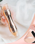 kullder 4 in 1 Makeup Brush Travel Makeup Brushes Blend Sponge, Eyebrow, Eyeshadow & Blush Brushes for Foundation Concealer Double Ended Makeup Brush with Powder Puff Women Ideal Gifts