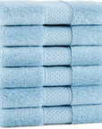 Aston & Arden Egyptian Wash Cloths - Pack of 6 - Oversized Ultra Soft Thick & Absorbent, 100% Ringspun Egyptian Cotton Bathroom Towel for Spa, Hotel, 600 GSM, 13 x 13 in, Blue