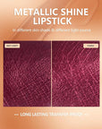 MAKI YIKA Dark Purple Lipstick for Women Metallic Lipsticks Glitter Long Lasting Lipstick No Smudge No Transfer Liquid Lip Gloss (BR16 Last Kiss)
