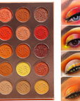 Afflano Red Orange Eyeshadow Palette Sunset 15 Color, Highly Pigmented Glam Fall Eye Shadow Makeup Palettes, Nudetude Brown Yellow Gold Orange Matte Glitter Shimmer Warm Eyeshadow Pallet