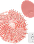 Manmihealth Silicone Handheld Manual Facial Cleansing Brush & Silicone Body Scrubber Shower Brush with Non-Slip Hand Strap Set 2 PCS, Deep Cleansing Face Body Scrubber with a Free Hook (Pink*2)