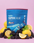 Nello Supercalm Powdered Drink Mix, Cortisol Reducer*, Sleep Aid Supplement, L Theanine, Ksm-66 Ashwagandha, Magnesium Glycinate, Vitamin D 3, No Sugar, Non GMO, 20 Ct, BlackBerry Basil Lemonade