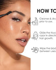 Japonesque Brow Touch Up Razors with Ultra-Sharp Stainless Steel Blades, for Removal of Unwanted Facial Hair and Peach Fuzz, Protective Blade Cover for Safe Storage Included