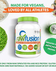 Rawfusion- Vegan Protein Powder, Vanilla Bean - 30 Servings, 21g of Plant Based Protein, Low Net Carbs, Non-Dairy, Gluten/ Lactose Free, Soy Free, Kosher, Non-GMO, 2lb Pound