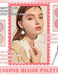 4 Colors Blush Palette for Cheeks,Face Matte Contour Blush Makeup Palette,Buildable Shimmer Facial Cheek Blusher Shades,Blendable Cosmetic Makeup Blush with Blush Brush 03
