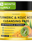 Turmeric Kojic Acid Cleansing Pads - Exfoliating Turmeric Pads for Face Dark Spots, Discoloration - Daily Skin Care for Men & Women - Natural Glow Facial Wash