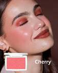 Powder Blush Palette, Matte Powder Makeup Blush for Cheeks, Natural Glow Face Blush Contour Palette, Lightweight, Smooth, Highly Pigmented Buildable Color, Long-lasting All-Day Face Enhancing -#Cherry