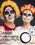 UCANBE Goth White Cream to Powder Foundation Makeup, Professional Clown White Face Body Paint with Matte Finish for Halloween, SFX Makeup, Cosplay, Costume, Stage, Mime & Film(0.52oz)