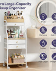 SWTYMIKI Rolling Makeup Organizer Cart - Floor Skincare Storage with Non-woven Drawers, Vanity Organizer Cosmetic Display Cases with Wheels, Cabinet for Skin Care Perfume Nail Polish Brush Hair Tool