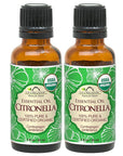 US Organic Citronella Essential Oil, USDA Certified, 100% Pure, 30 ml Pack of 2, Improved caps and droppers – Used for Skin Care, Many DIY Projects Like Candle Making and Much More