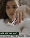 ZOMCHI Double Edge Safety Razor for Men & Women, Metal Razor with 5 Double Edge Safety Razor Blades, Single Blade Razor – White