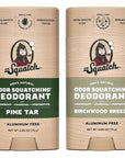 Dr. Squatch Natural Deodorant for Men - Odor-Squatching Aluminum Free - Pine Tar & Birchwood Breeze (2.65 oz, 2-Pack)