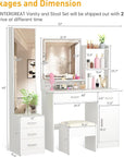 INTERGREAT Makeup Vanity Desk with Lights and Full-Length Mirror, White Vanity Table Set with 3 Lighting Modes, Dressing Table with Drawers, Large Vanity Desk for Women and Girls' Bedroom