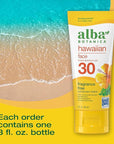 Alba Botanica Sunscreen for Face, Fragrance-Free Hawaiian Face Sunscreen Lotion, Broad Spectrum SPF 30, Water Resistant and Biodegradable, 3 fl. oz. Bottle