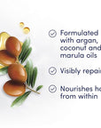 Dove Conditioner Argan Oil & Damage Repair 1 for Damaged Hair 92% Natural Origin, Paraben Free Conditioner 12 oz (Pack of 3)