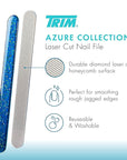 TRIM Azure Collection Bundle – for Removing Hair, Curling Lashes, Clipping & Filing Nails – Includes Slant Tip Tweezers, Eyelash Curler, Nail Clipper Set & Laser Cut Nail File – Blue Glitter Sparkle
