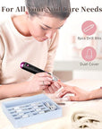 Electric Nail Drill, 8-in-1 Cordless Electric Nail File with LED Light, 5 Speeds Rechargeable Manicure and Pedicure Kit Hand Foot Care Tool for Nail Grinder Trim Polish for Women Baby
