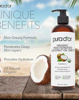 PURA D'OR 16 Oz ORGANIC Fractionated Coconut Oil - MCT Oil - 100% Pure & Natural USDA Certified Cold Pressed Carrier Oil - Unscented, Hexane Free Moisturizer For Face, Skin & Hair Tonic - Men & Women