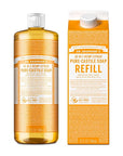 Dr. Bronner's Pure-Castile Magic Soap Liquid, Citrus, Made with Organic Oils for Body, Face, Hair, Dishes, Laundry Vegan, Natural, Non-GMO, Biodegradable, 18-in-1 Multi-Use - Citrus, 32oz + Refill