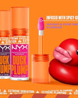 NYX PROFESSIONAL MAKEUP Duck Plump High Pigment Plumping Lip Gloss with Spicy Ginger, Vegan Lip Makeup - Peach Out (Vibrant Peach)