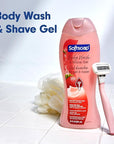 Softsoap Moisturizing Body Wash and Shave Gel, Creamy Strawberry Scent, 20 fl oz Bottle (Pack of 4)