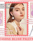 4 Colors Blush Palette for Cheeks - Face Matte Contour Makeup Palette, Buildable Shimmer Facial Cheek Blusher Shades, Blendable Cosmetic With Brush 02