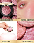 KIMUSE Baked Blush, Lighting Glow Marbleized Blush Powder Face