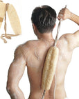 Vietnamese Natural Loofah Back Scrubber - 100% Plant-Based Exfoliation Shower Sponge, Handcrafted Whole Loofah Gourd with Jute Fiber Handle, Suitable for Men & Women (1-Pack)