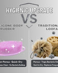 Avilana Silicone Body Scrubber – Gentle Shower Brush & Loofah Alternative- Food Grade & Lab Tested – Fast-Drying, Hygienic, BPA-Free Silicone Body Gentle Exfoliator (Gray, Exfoliate)