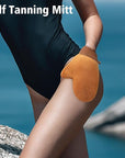 Self Tanning Brushes- Blend & Blur Extra Large Body Makeup Brush & Tanning Mitt, 2 Pcs, Kabuki Body Brush Applicator for Tan, Foundation, Self Tanner Glove for Application, Mousse, Lotion (Rose Gold)