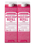 Dr. Bronner's Magic Soap-Pure-Castile Liquid Soap Refill (Rose 32 ounce, 2-Pack)-Regenerative Organic Certified Oils, For Body, Hair, Laundry, Pets & Dishes, Concentrated, Vegan, Non-GMO