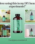 Pure Eucalyptus Essential Oil 4oz Invigorating Home Spa Aromatherapy and Natural Bath Oil - Eucalyptus Oil for Diffuser Dry Scalp Care and DIY Skin Care