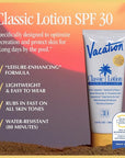 Vacation Classic Sunscreen Lotion SPF 30, Water-Resistant, Lightweight, Transparent on All Skin Tones, Dermatologist-Tested, Vegan, Travel Size, 3.4 Fl. Oz. (Value Pack of 3)