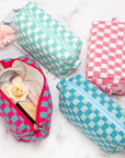 Pazimiik checkered makeup bag for