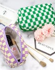 Pazimiik checkered makeup bag for