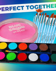 Blue Squid Face Paint Water Based Single Cake Professional Face Paint & Body Paint - Water Activated, Kids Adults Face Painting for Costume, Halloween Makeup, Cosplay - UV Pastel Pink Face Paint 30g