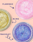 UNICORN SNOT Holographic Face Glitter & Body Glitter Gel | Holiday Glitter Makeup: Stocking Stuffers & Christmas Gift | Hair Glitter, Vegan & Cruelty-Free, 1.7 oz 3-Pack (Flamingo/UV/Bling)