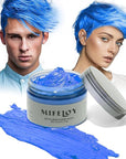 Temporary Blue Hair Color Wax 4.23 oz, Instant Natural Hairstyle Cream Dye, Washable Styling Pomades, Disposable Coloring Mud for Women Youth Men, Party Cosplay DIY Halloween