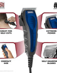 Wahl USA Self Cut Compact Corded Clipper Personal Haircutting Kit with Adjustable Taper Lever, and 12 Hair Clipper Guards for Clipping, Trimming & Personal Grooming – Model 79467