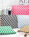 Pazimiik knitted checkered makeup bag