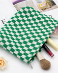 Pazimiik knitted checkered makeup bag