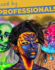Blue Squid Face Paint Water Based Single Cake Professional Face Paint & Body Paint - Water Activated, Kids Adults Face Painting for Costume, Halloween Makeup, Cosplay - Metallic Gold Face Paint 30g