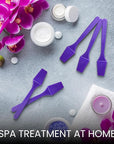 PANA 100pcs Brand Cosmetic Make Up Disposable Plastic 2.5" Spatulas Skin Care Facial Cream Mask Spatula (100 Pieces in a Container) (PURPLE)