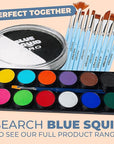 Blue Squid Face Paint Water Based Single Cake Professional Face & Body Paint - Water Activated, Kids Adults Face Painting for Costume, Halloween Makeup, Cosplay - Split Black & White Face Paint 30g