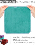 Cosy Family 24 Pack Soft Washcloths Set - 12 x 12 inches, Quick Drying - Highly Absorbent Coral Velvet Fingertip Towel Bathroom Wash Clothes for Bath, Spa, Facial, Kitchen - Dark Color