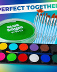 Blue Squid Face Paint Water Based Single Cake Professional Face Paint & Body Paint - Water Activated, Kids Adults Face Painting for Costume, Halloween Makeup, Cosplay - Neon Green Face Paint 30g